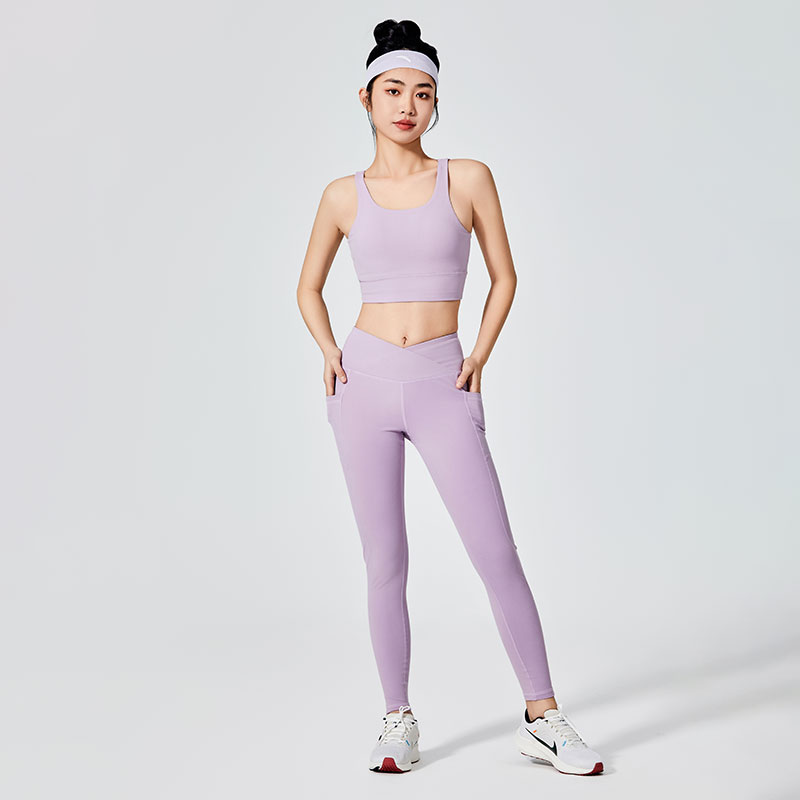 Women Lilac Plain Dyeing Olahraga Leggings